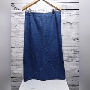 Vanderbilt Denim Maxi Skirt Medium‎ Blue size 12 Patchwork Y2K